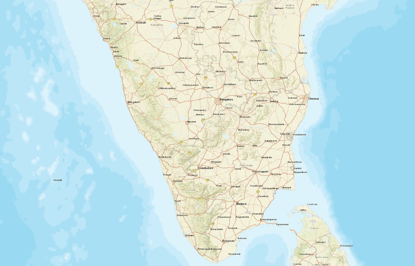 Carte du circuit Tour de l'Inde du Sud — les perles du Sud