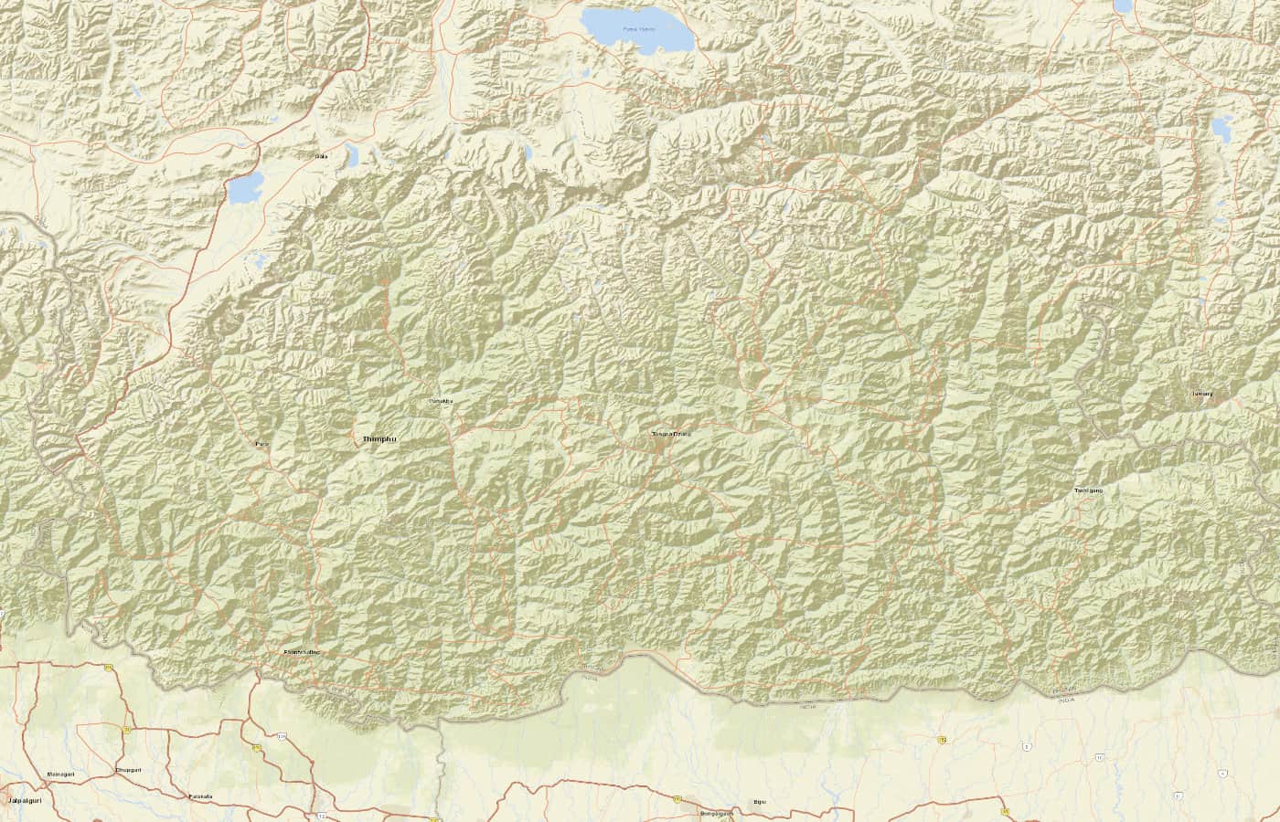 Carte détaillée de Bhoutan