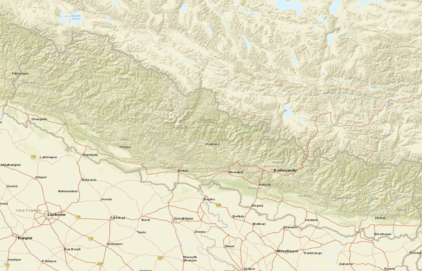 Carte détaillée de Népal